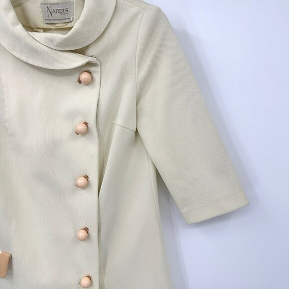 vintage 60s NARDIS OF DALLAS jacket blazer ivory MEDIUM go-go peter pan collar - Picture 4 of 12